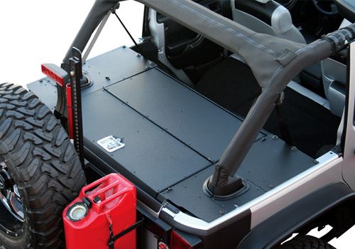 // Aries Off-Road Jeep Wrangler AlumaLite Security Cargo Lid - JK...This lid creates a large, lockable storage area. Made from lightweight aluminum, it mounts to models equipped with or without a hardtop or subwoofer.