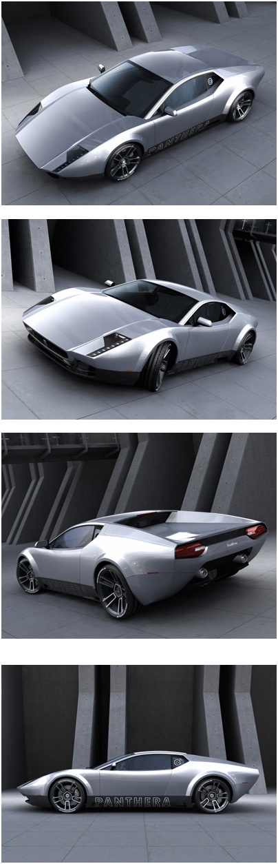 The De Tomaso Panthera concept is a contemporary redesign of the De Tomaso Pantera. The concept was created by German Designer Stefan Schulze (see Vector V8 Biturbo Concept), and is based on the mid-engine V10 Lamborghini Gallardo platform.