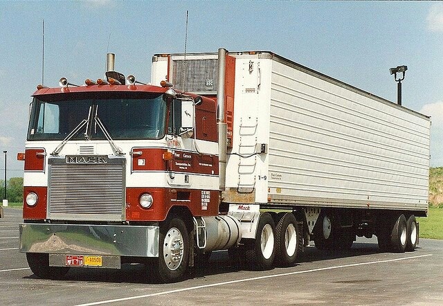 Mack COE truck from 1980s.These COE truck s today have gone the way of the dinosaur and  The stripping shovel