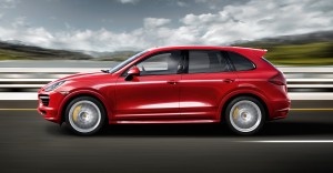 The 2012 Porsche Cayenne GTS is equipped as standard with the SportDesign package. The athletic lower front and rear fascia elements, dynamic side skirts, wheel arch extensions and rear spoiler with fixed bi-plane design are all finished in exterior color