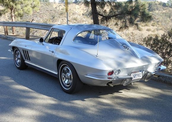 Muscle car - 1966 Chevrolet Corvette Coupe Silver Rear