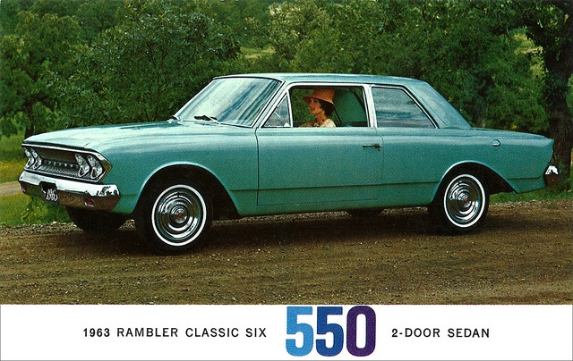 Retro automobile - 1963 AMC Rambler Classic Six postcard.
